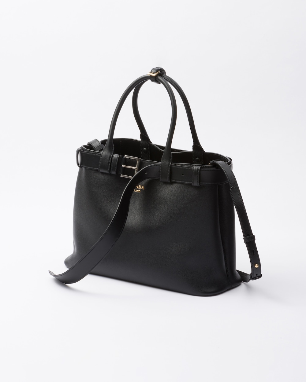 Prada Buckle Large Leather Handbag With Belt - Image 2